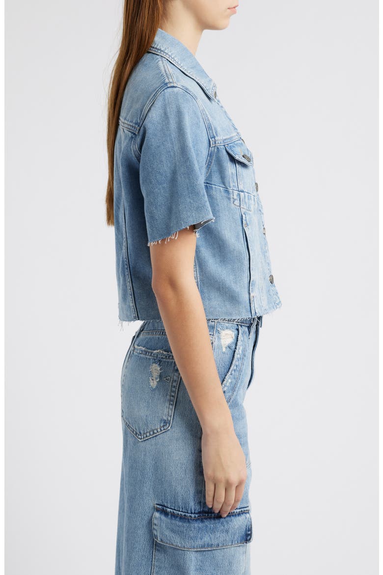 Short Sleeve Denim Jacket, Alternate, color, LIGHT WASH