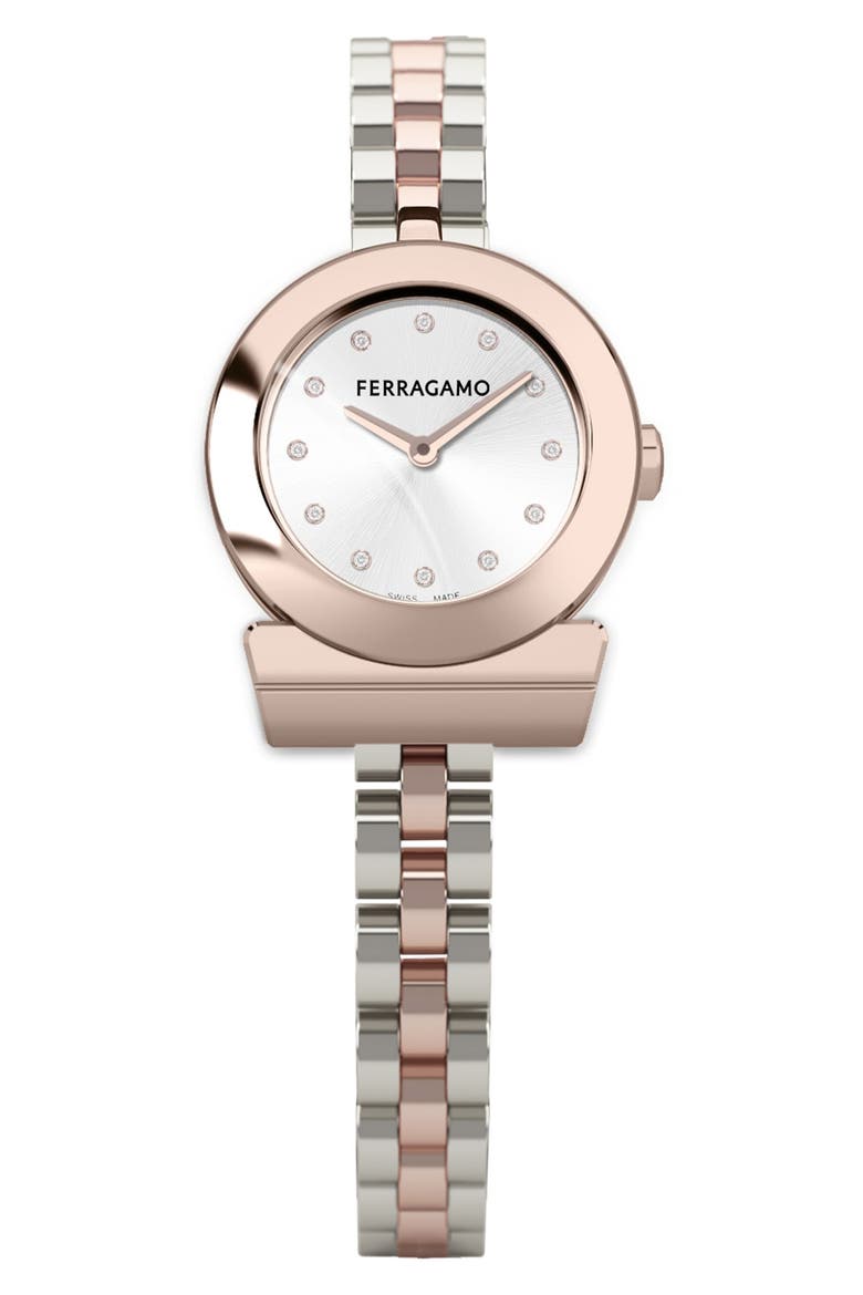 Two-Tone Crystal Bracelet Strap Watch, 22.5mm, Main, color, TWO TONE
