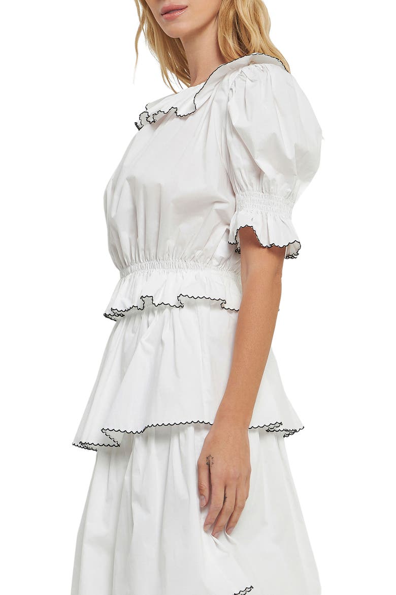 Picot Stitch Ruffle Poplin Top, Alternate, color, OFF WHITE