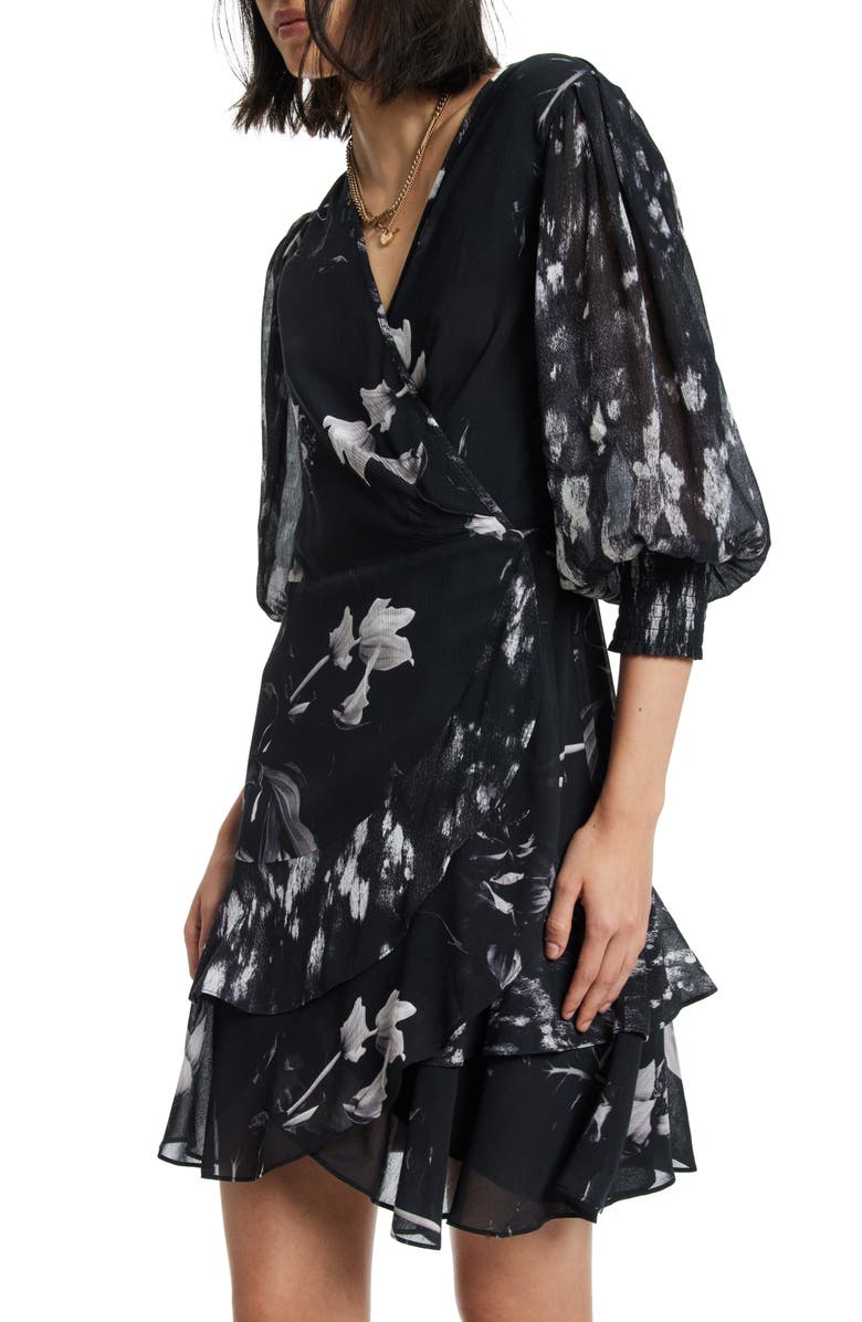 AllSaints Ari Pauline Floral Print Faux Wrap Dress, Alternate, color, 