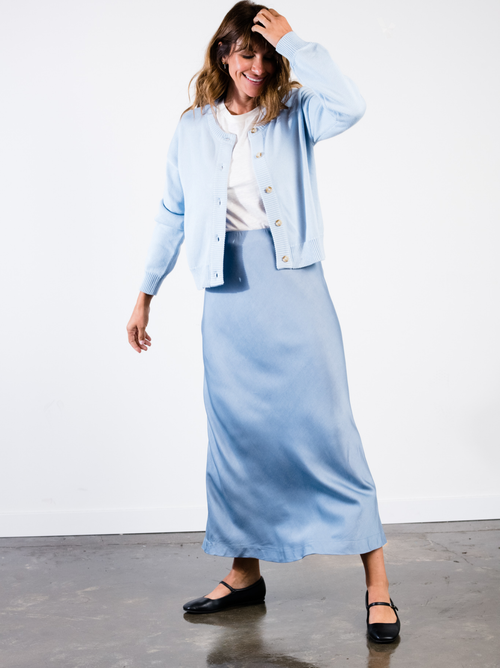 Able Willow Classic Cardigan In Clear Sky