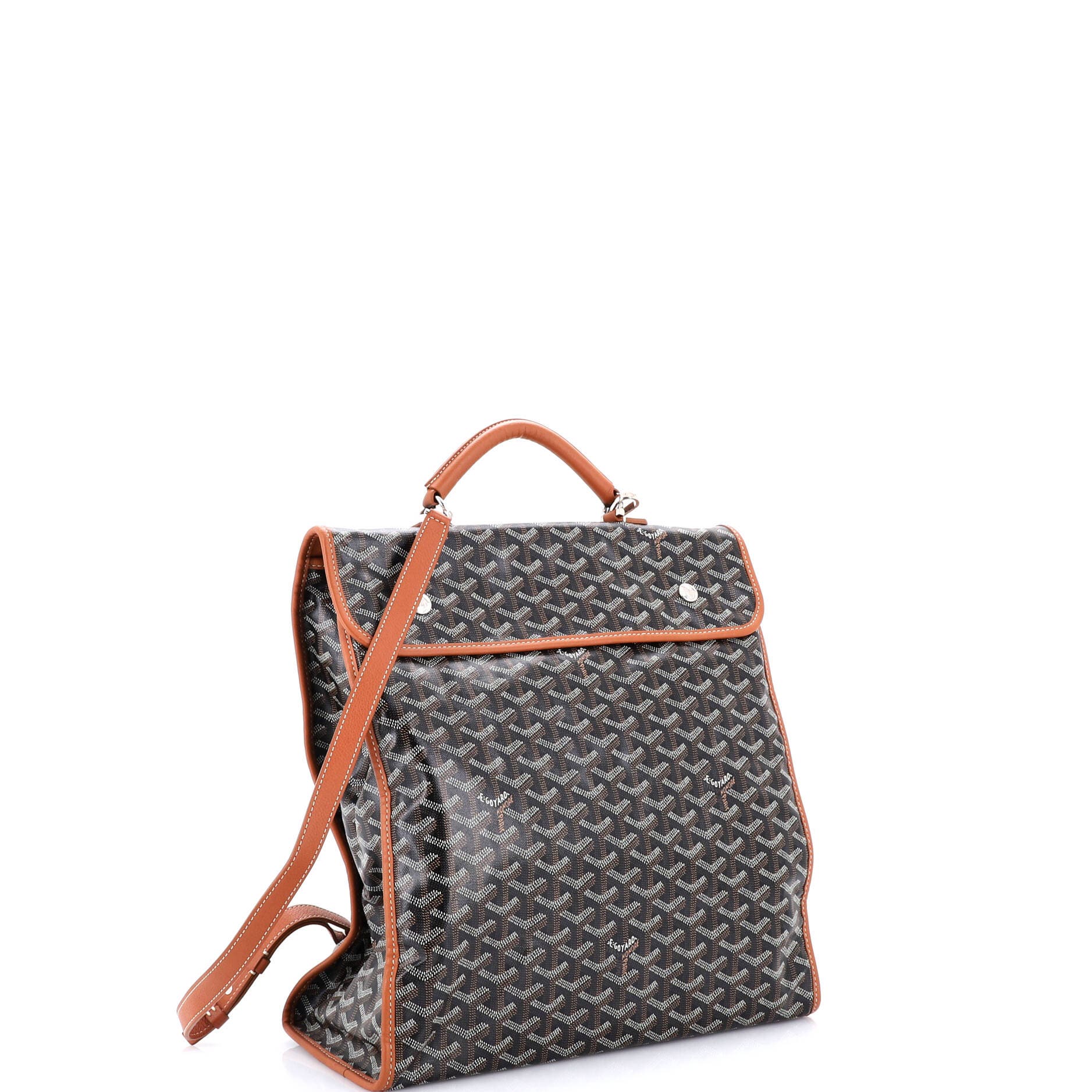 Pre-Owned Goyard Saint Leger Briefcase Backpack Coated Canvas, Alternate, color, Brown