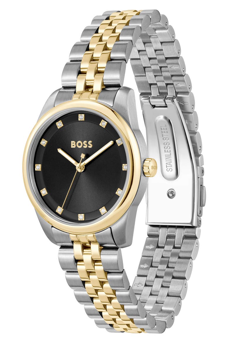 Graceful Precious Bracelet Watch, 32mm, Alternate, color, BLACK