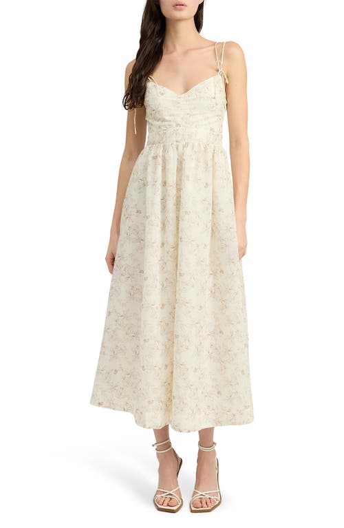 En Saison Jaylin Tie Strap Maxi Dress in Ivory Tan 