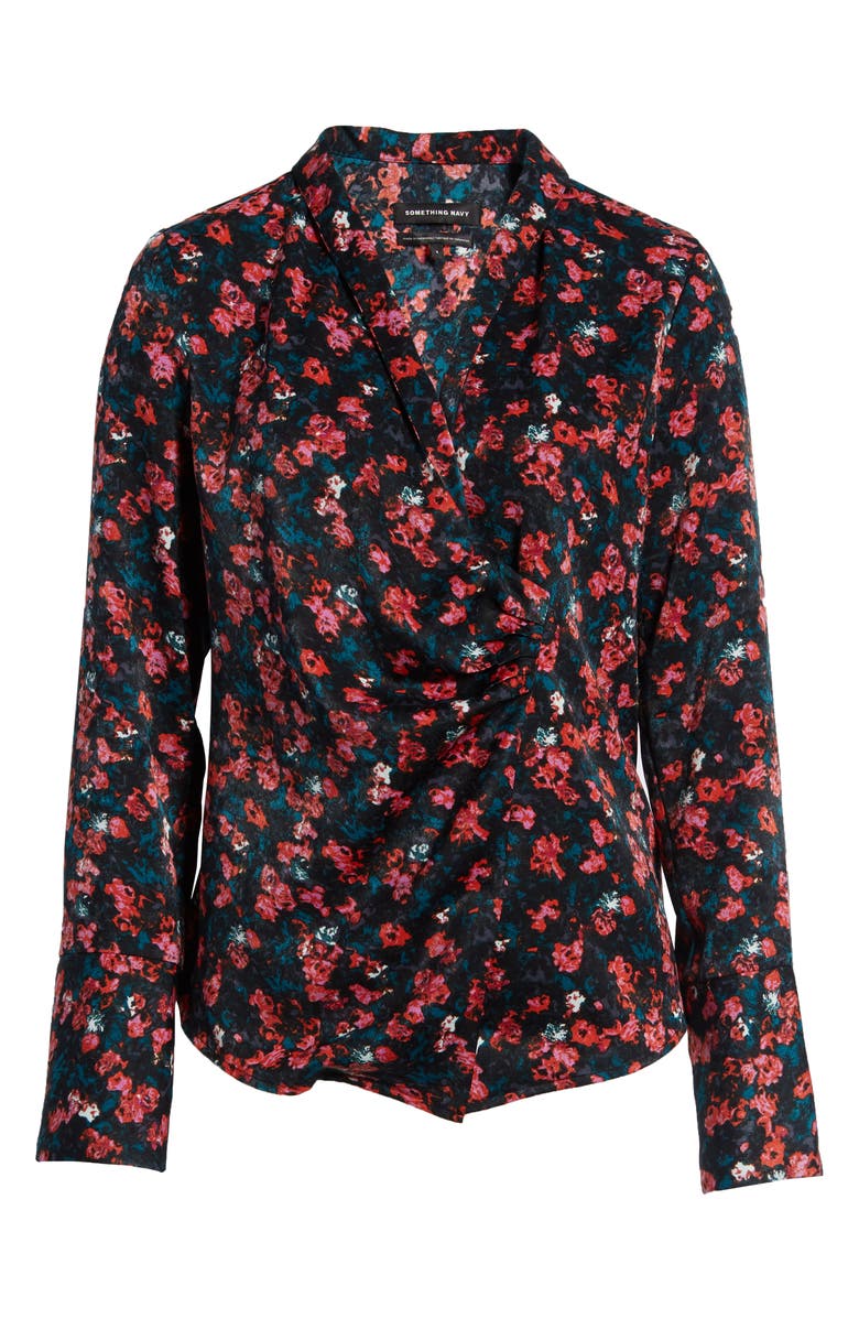 Something Navy Draped Front Top, Alternate, color, 