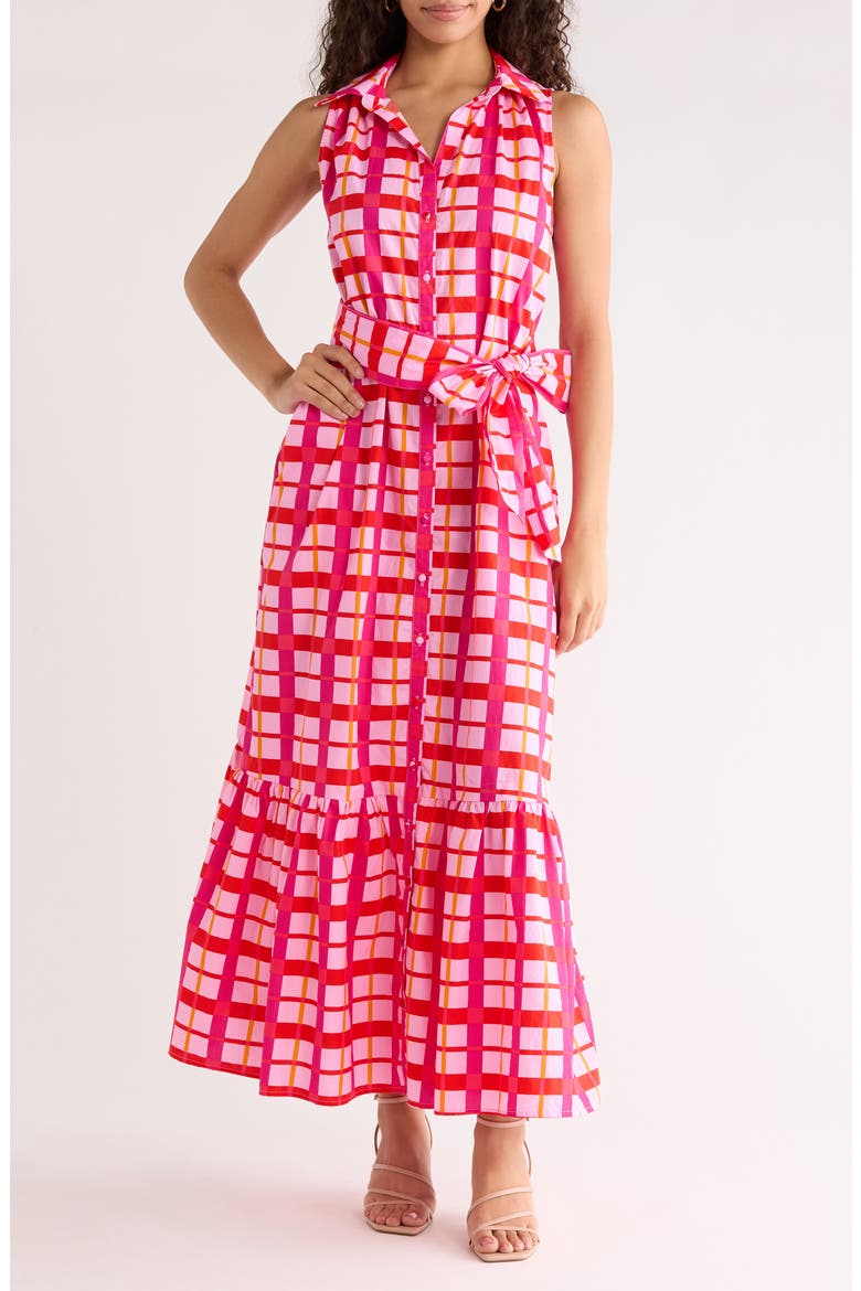 Darvy Plaid Sleeveless Dress, Main, color, PINKS-ORANGE