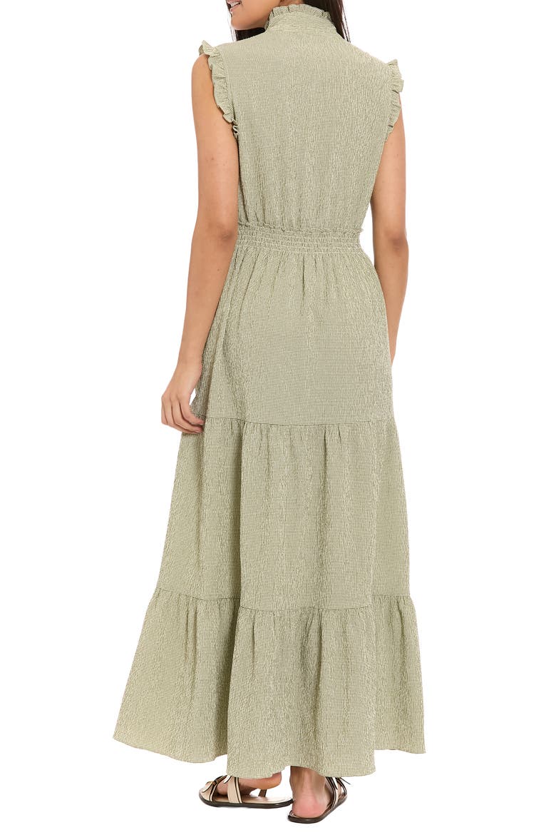 Ruffle Sleeveless Tiered Maxi Dress, Alternate, color, OLIVE GREEN/ IVORY