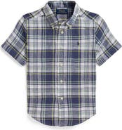 Polo Ralph Lauren Kids' Plaid Short Sleeve Cotton Madras Button-Down Shirt