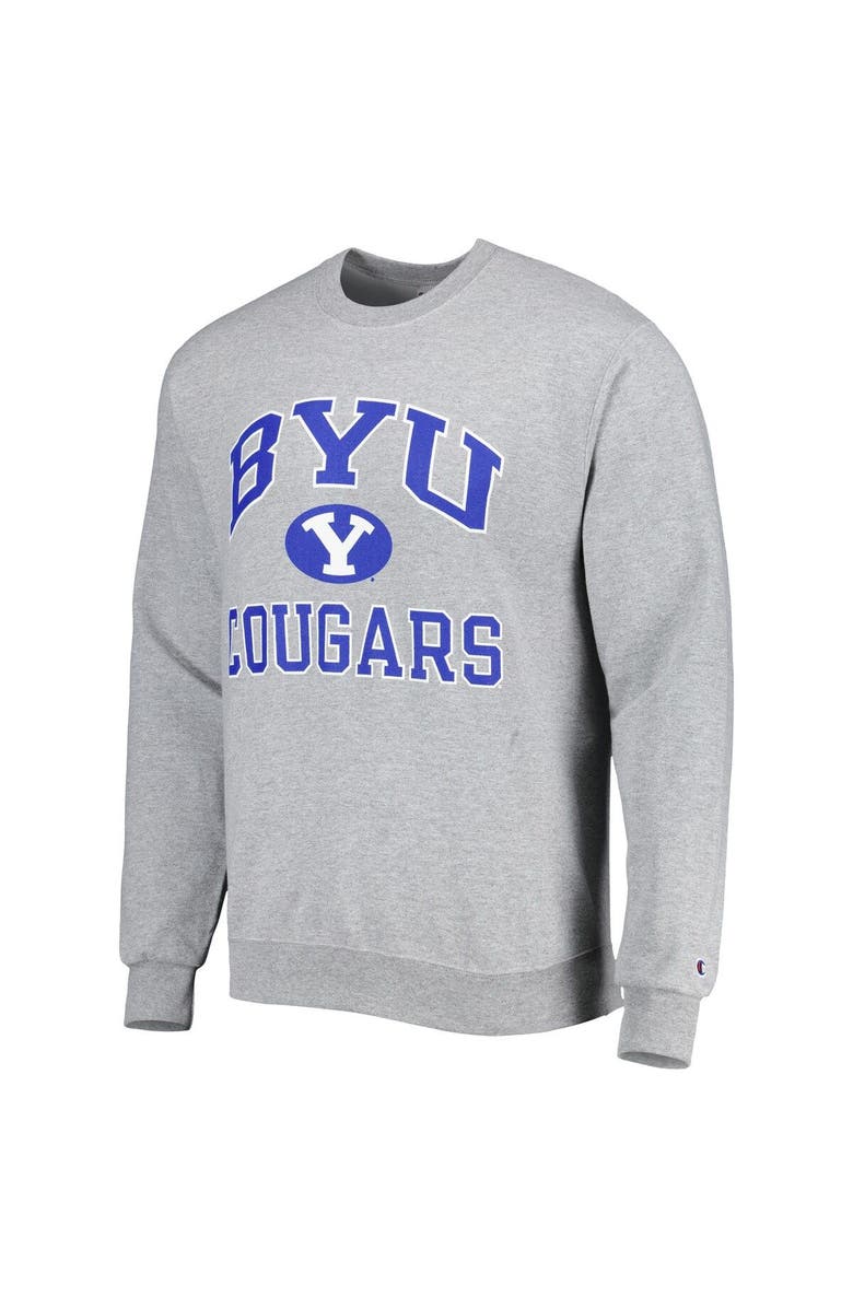 Champion Men's Champion Heather Gray BYU Cougars High Motor Pullover Sweatshirt, Alternate, color, Heather Gray