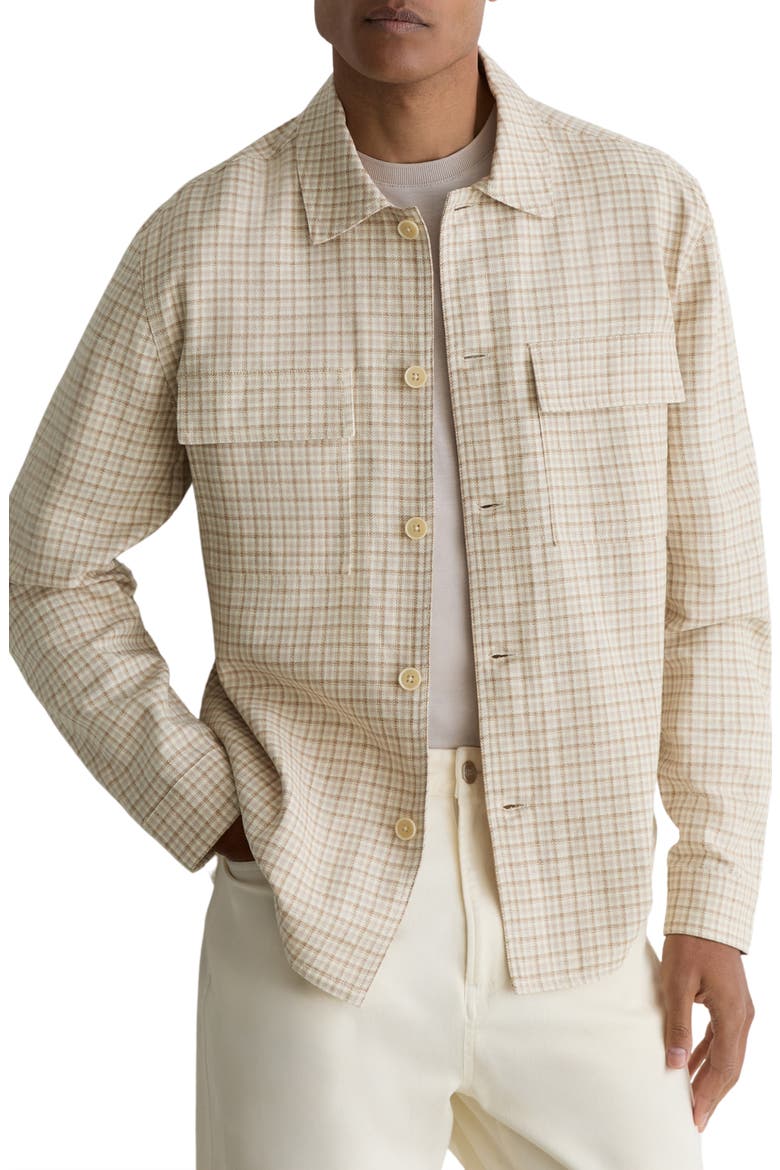 Sever Cotton & Linen Check Overshirt, Alternate, color, OATMEAL