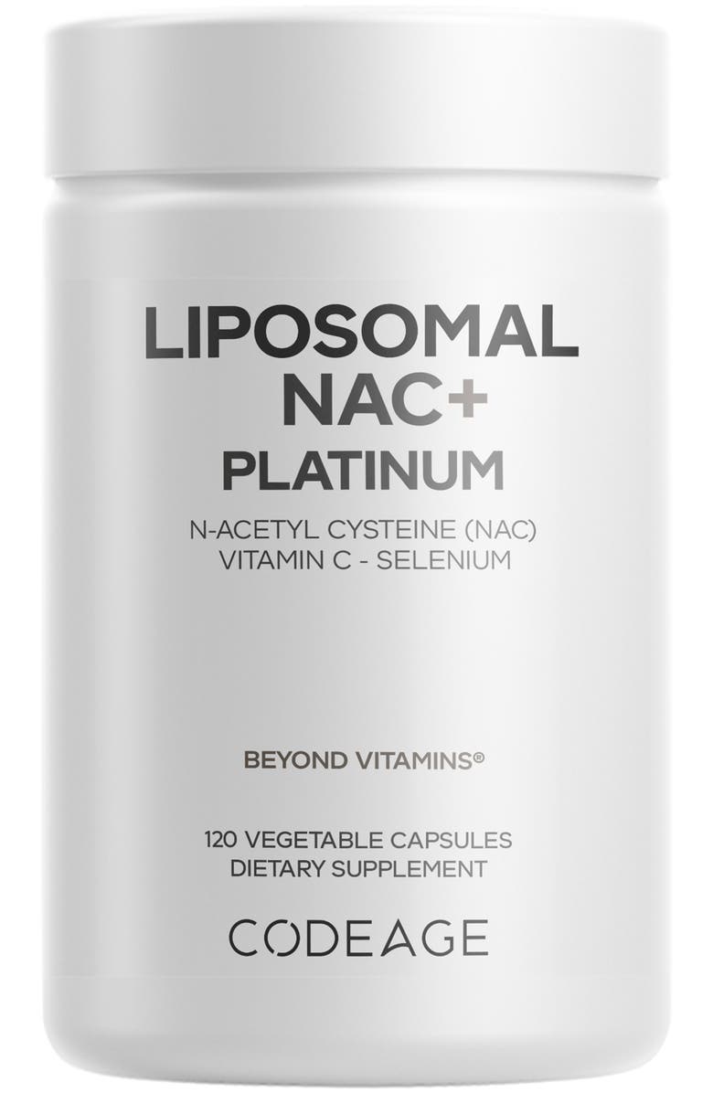 Codeage Liposomal NAC+ Platinum, N-Acetyl L-Cysteine, Vitamin C, Alpha Lipoic Acid, Selenium, Main, color, White