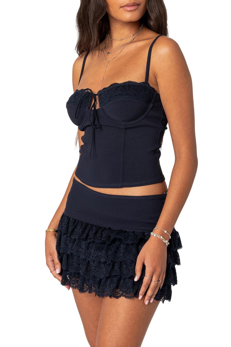 Maisie Lacey Cupped Corset, Alternate, color, NAVY
