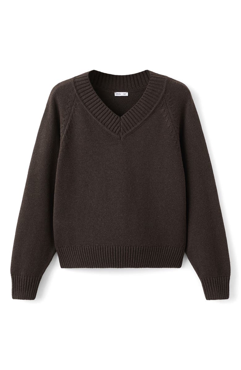 MANGO TEEN V-Neck Knit Sweater, Alternate, color, Brown