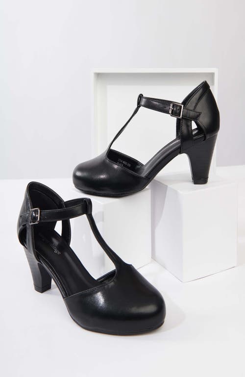 Unique Vintage 1920s Leatherette T-strap Roxy Pumps In Black