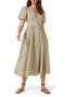 Starlight Stripe Puff Sleeve Organic Cotton Midi Dress