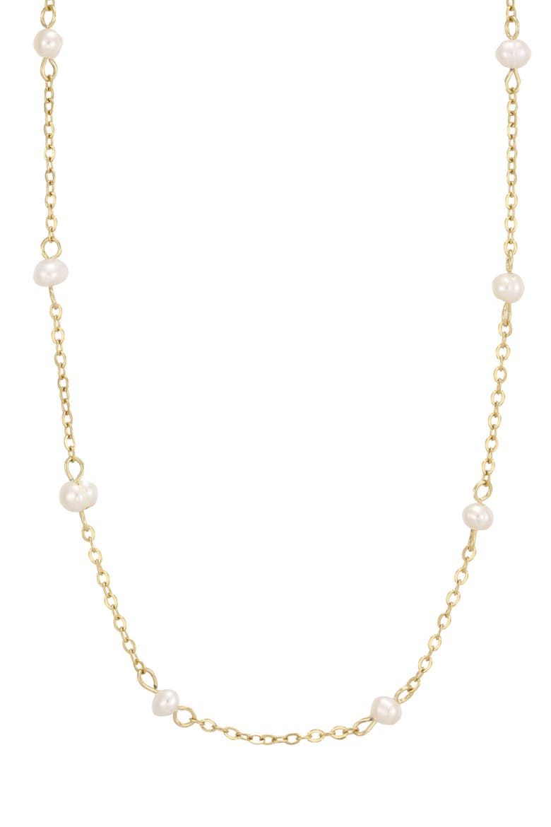 5-5.5mm Freshwater Pearl Station Chain Necklace, Alternate, color, GOLD