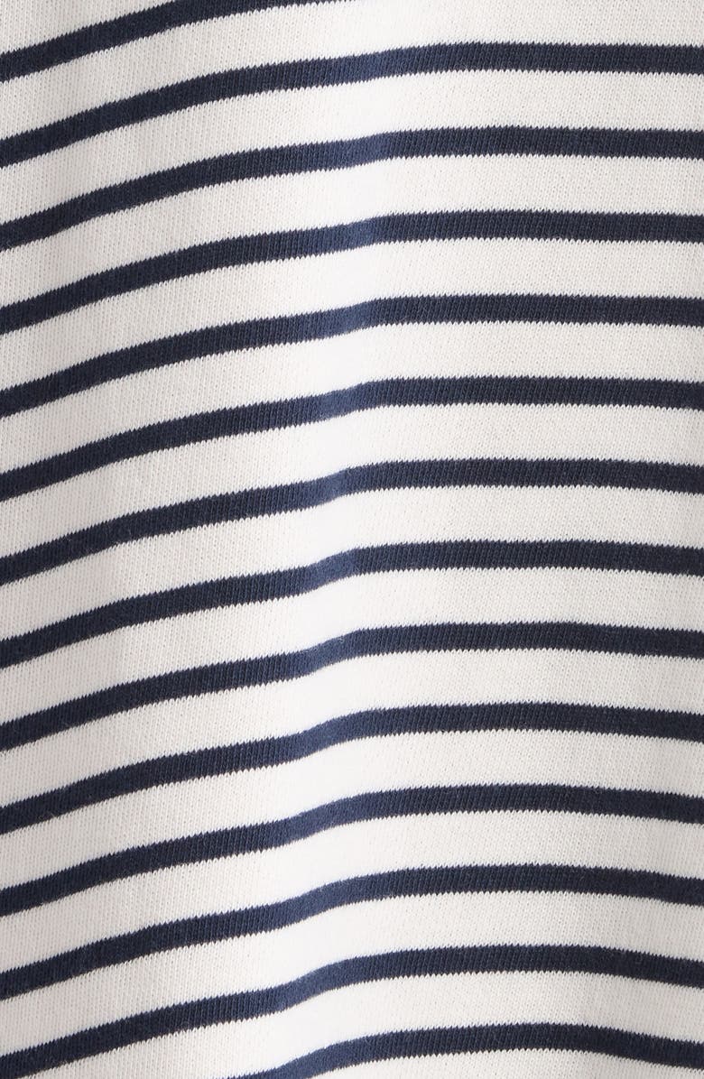 Caslon<sup>®</sup> Henley Short Sleeve Polo Dress, Alternate, color, Ivory- Navy Stripe