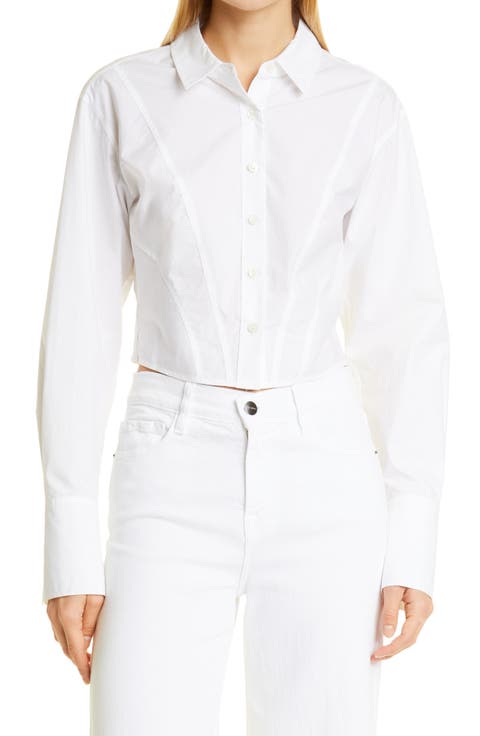 Crop Organic Cotton Button-Up Blouse