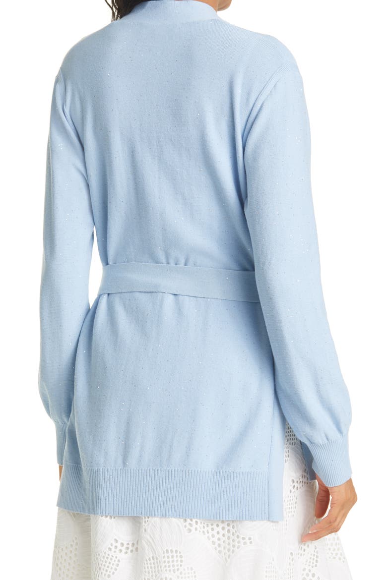 Tie Front Sequin Cardigan, Alternate, color, ICE BLUE