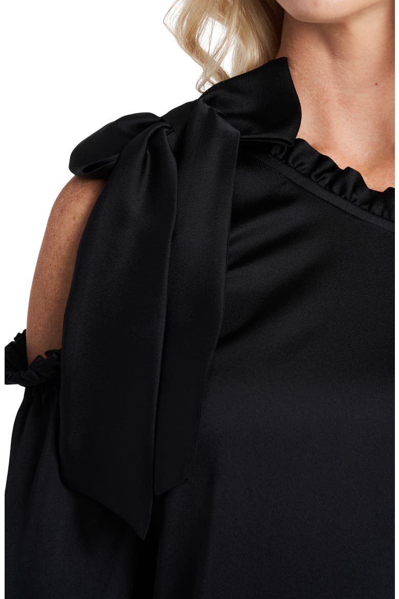 One-Shoulder Ruffle Bow Blouse, Alternate, color, RICH BLACK