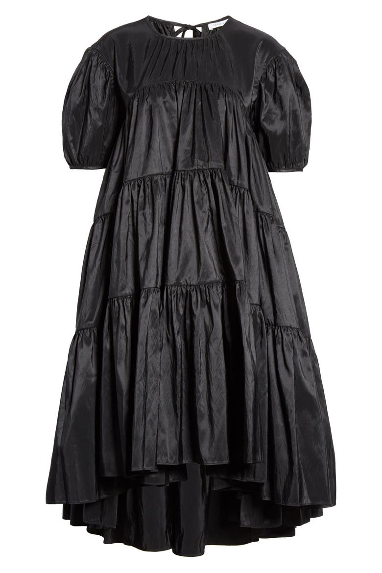 Esmie Tiered Puff Sleeve Dress, Alternate, color, BLACK