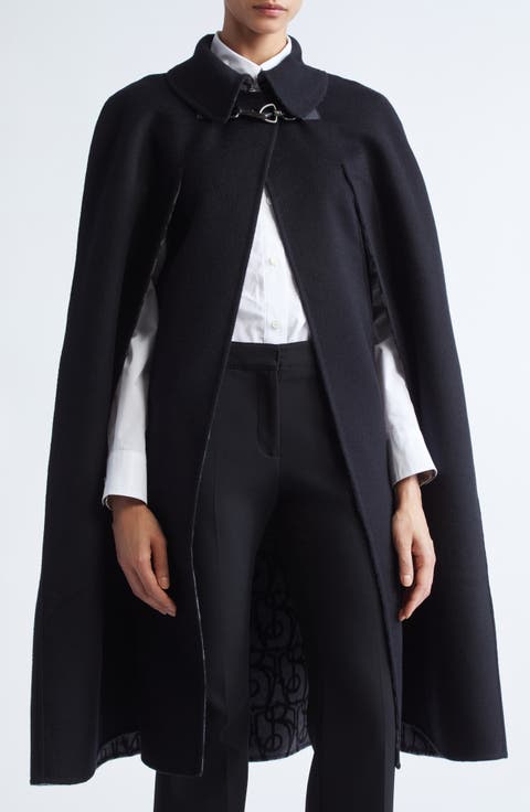 ポンチョ・ケープ Burberry Cashmere Blend Cape With Contrasting Logo And Contrast Check Wool Cashmere Cape in Archive beige/dark