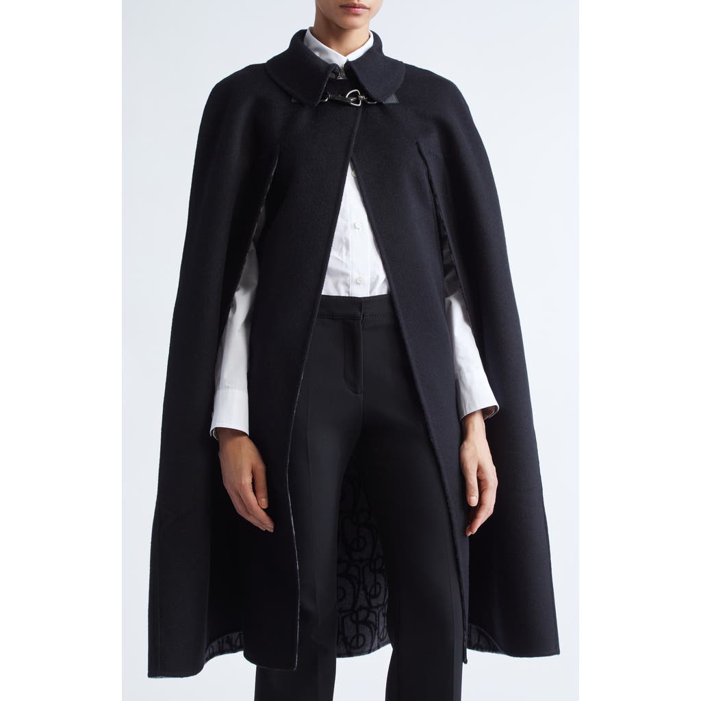 Burberry Maud Wool Blend Cape In Black