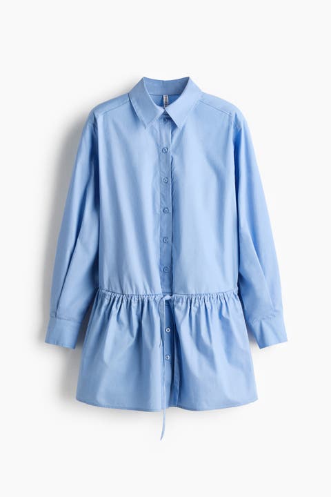 Drawstring-detail Poplin Shirt Dress