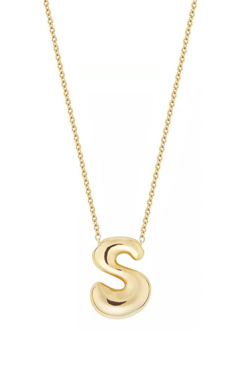 Puffed Initial Pendant Necklace