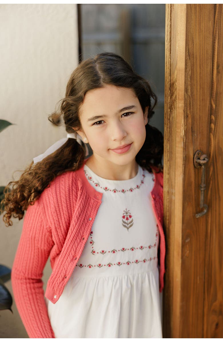 Looms Knits Looms Keepsake Collection - Girls Cable Knit Cardigan, Alternate, color, Berry