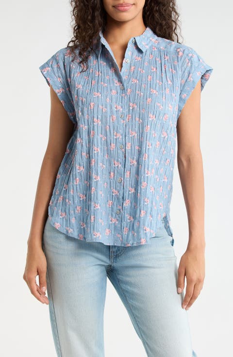 Floral Stretch Cotton Button-Up Shirt