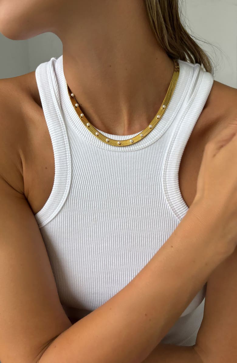 st. Moran Gemstone Snake Chain Necklace, Alternate, color, Pearl