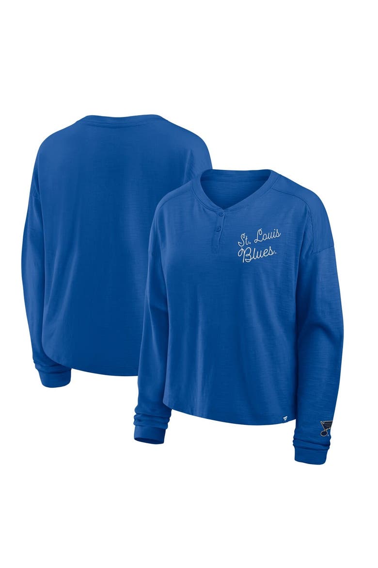 Women's Fanatics Blue St. Louis Blues Oversized All Out Effort Long Sleeve Henley T-Shirt, Alternate, color, Blue