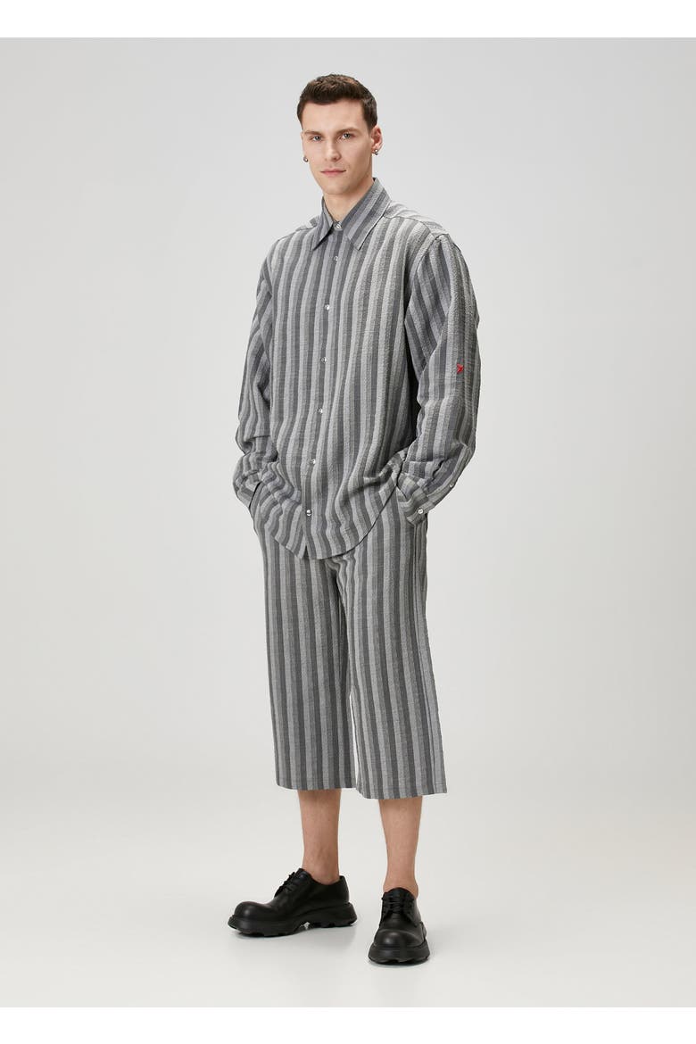 Linen & Cotton Blend Checked Woven Shirt, Alternate, color, grey