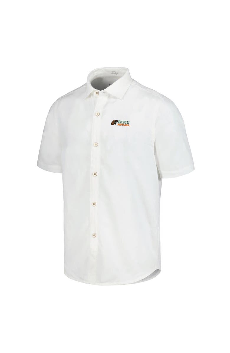 Tommy Bahama Men's Tommy Bahama White Florida A&M Rattlers Coconut Point Palm Vista IslandZone Camp Button-Up Shirt, Alternate, color, 