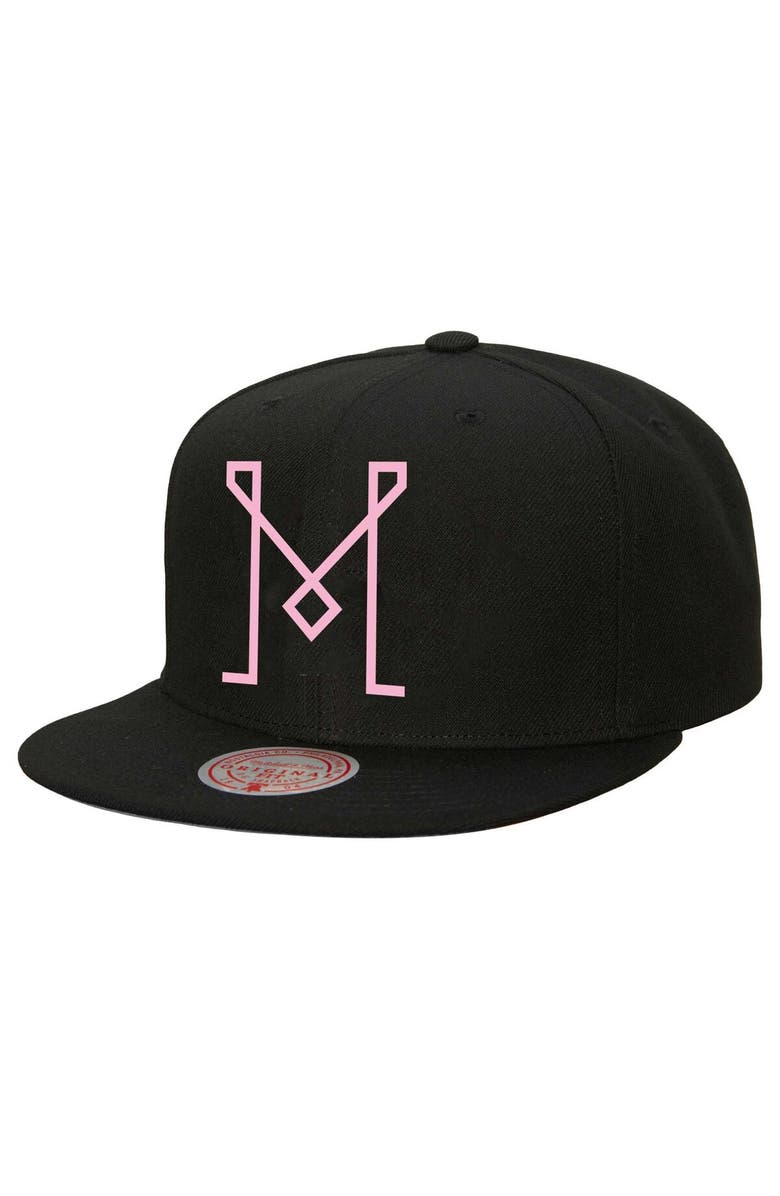 Mitchell & Ness Men's Mitchell & Ness  Black Inter Miami CF Logo Snapback Hat, Main, color, 