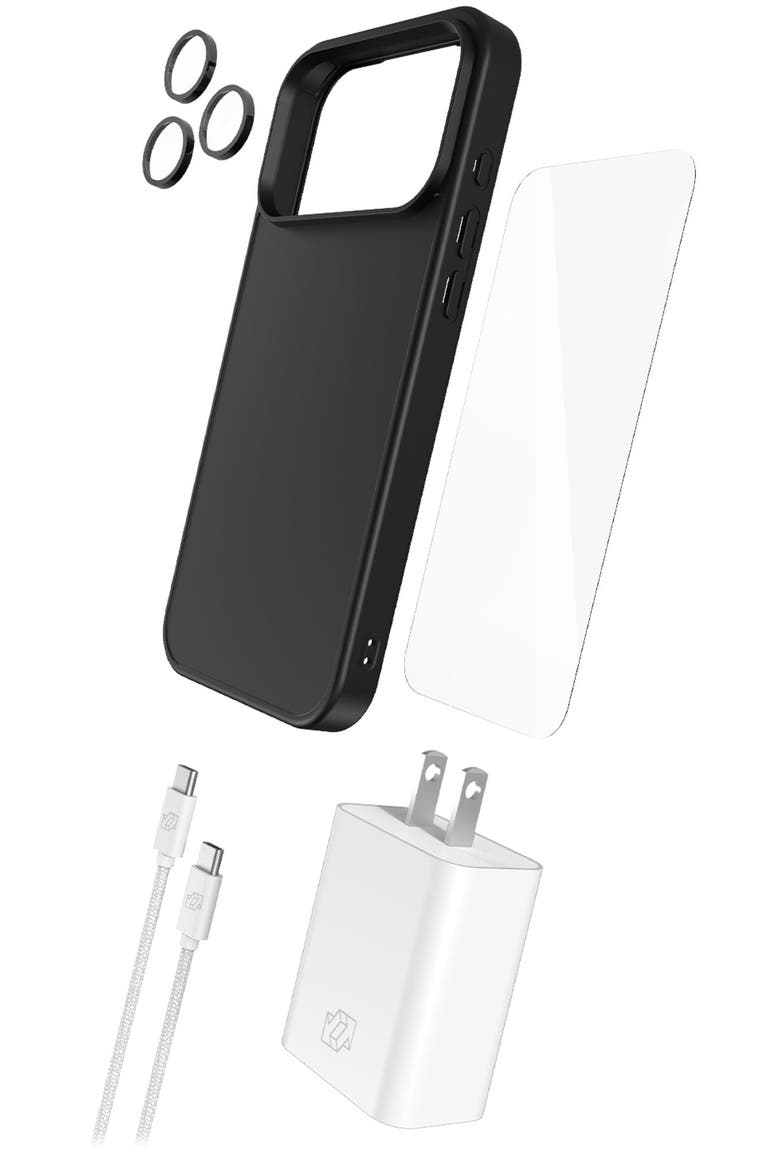 5-in-1 Bundle (Case, Screen Protector, Lens Protector, Charger, Cable) for Apple iPhone 17 Pro Max, Main, color, BLACK