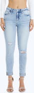 Bayeas High Waist Cuffed Ankle Skinny Jeans