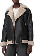 AllSaints Sola Oversize Genuine Shearling Biker Jacket