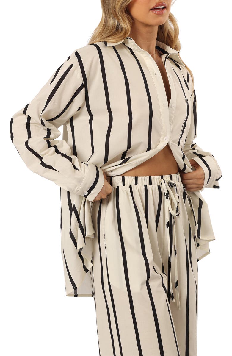 Petal & Pup Silvia Stripe Button-Up Shirt, Main, color, Cream Stripe