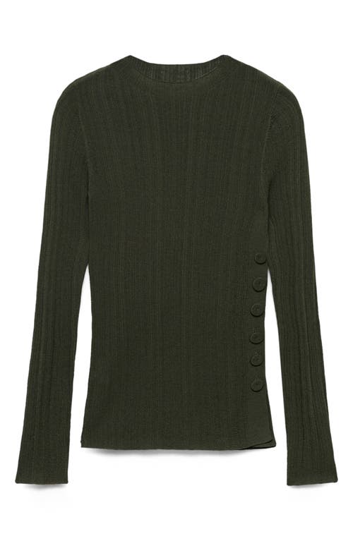 Shop Mango Semitransparent Rib Sweater In Dark Green
