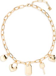 Open Edit Heart Lock Charm Necklace