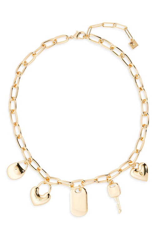 Open Edit Heart Lock Charm Necklace In Gold