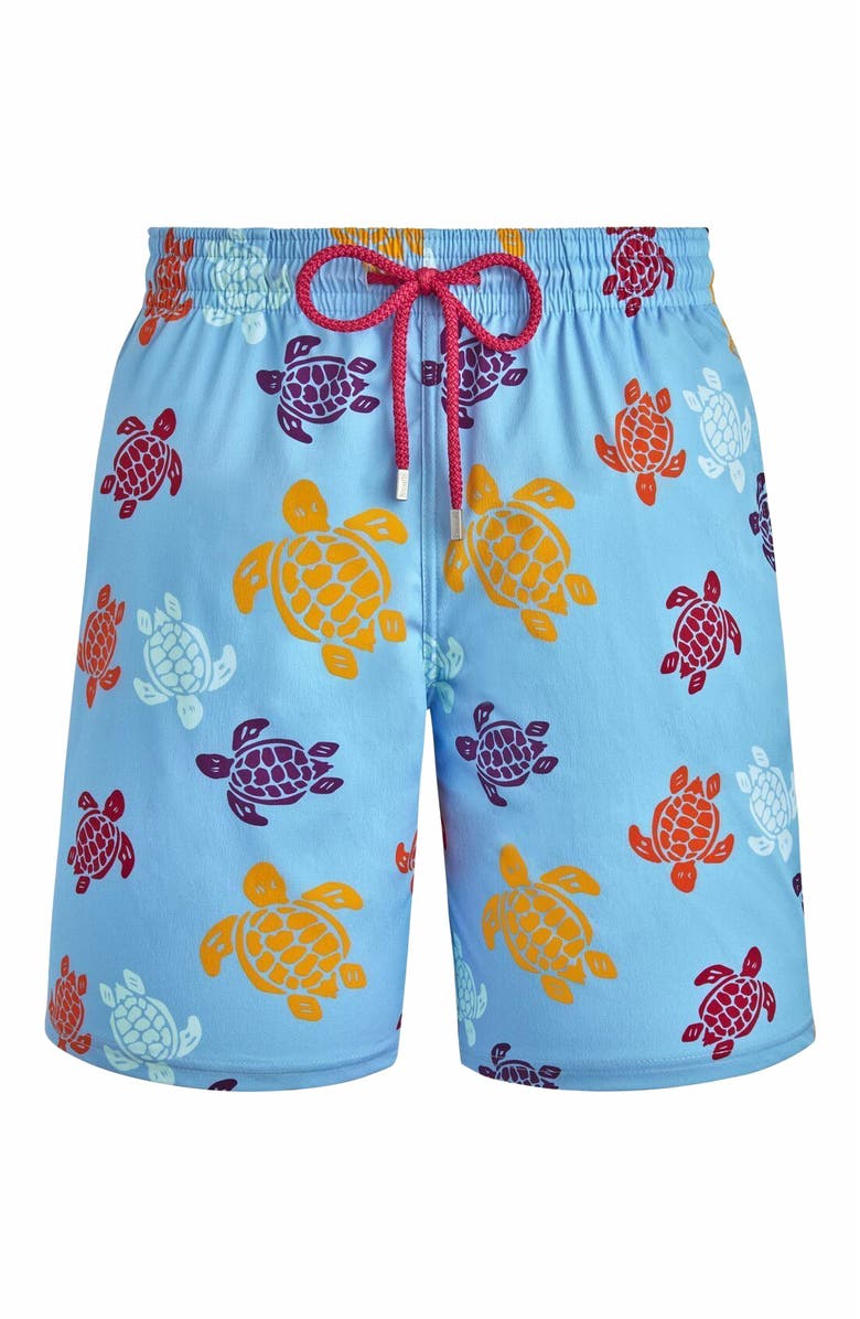 Vilebrequin Men's Tortues Multicolores Long Stretch Board Shorts, Main, color, 