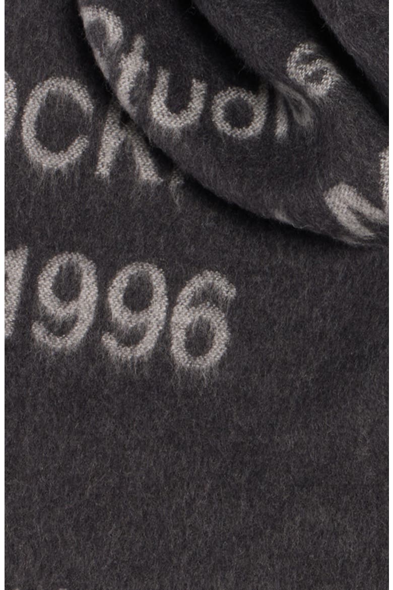 1996 Logo Jacquard Double Face Wool Fringe Scarf, Alternate, color, BLACK/ WHITE
