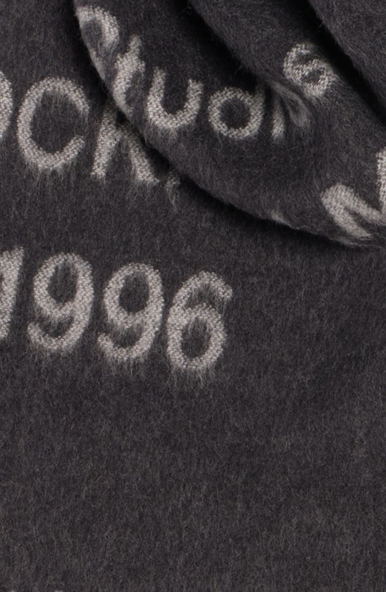 Acne Studios 1996 Logo Jacquard Double Face Wool Fringe Scarf, Alternate, color, Black/ White