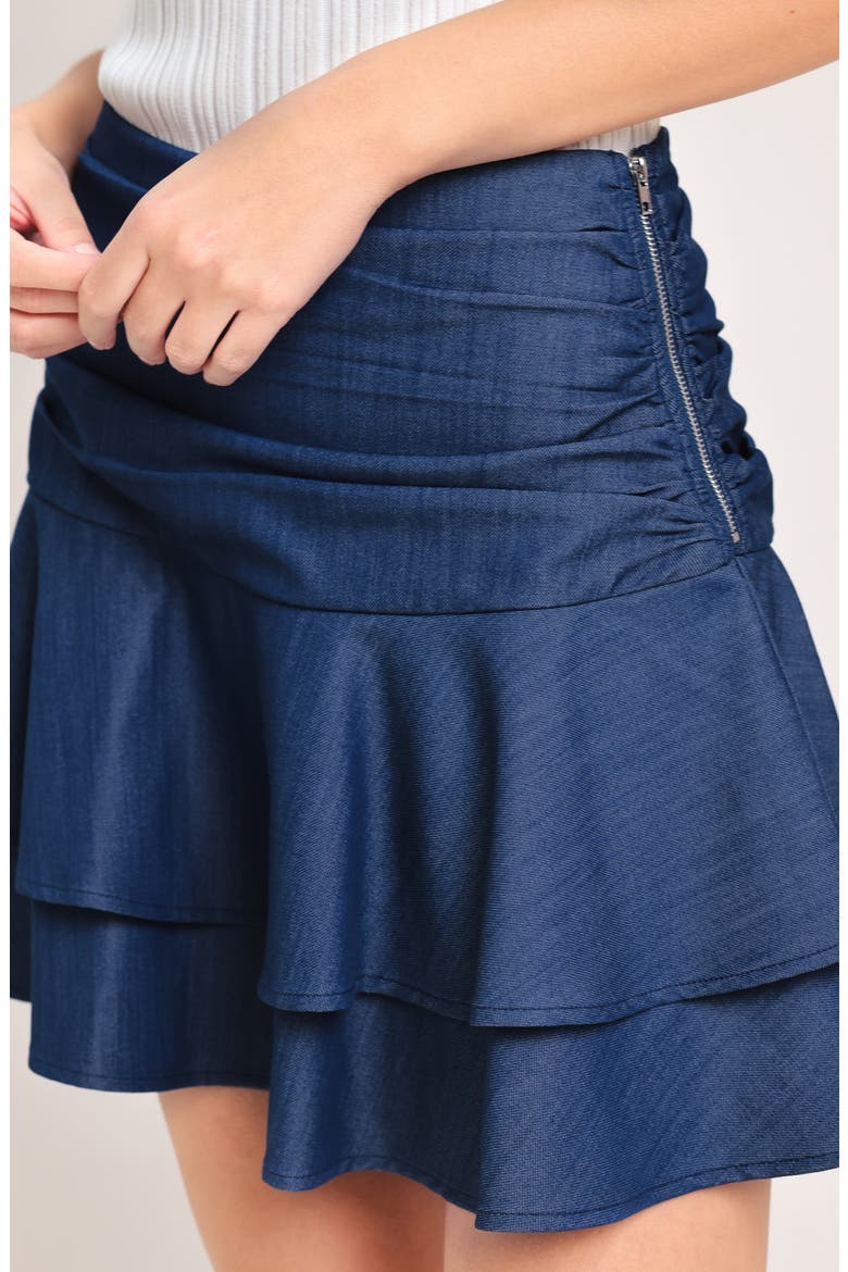 Ruched Tiered Ruffle Skort, Alternate, color, DARK INDIGO