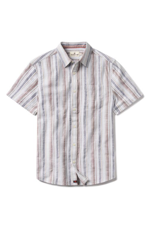 The Normal Brand Freshwater Short Sleeve Button-up Shirt In Misty Harbor Stripe
