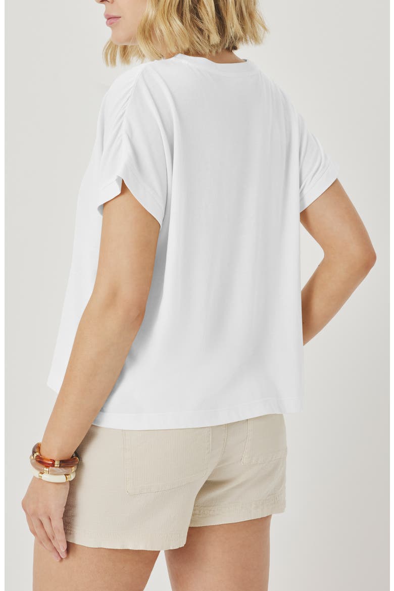 Rebecca Shirred Sleeve Cotton Blend T-Shirt, Alternate, color, WHITE