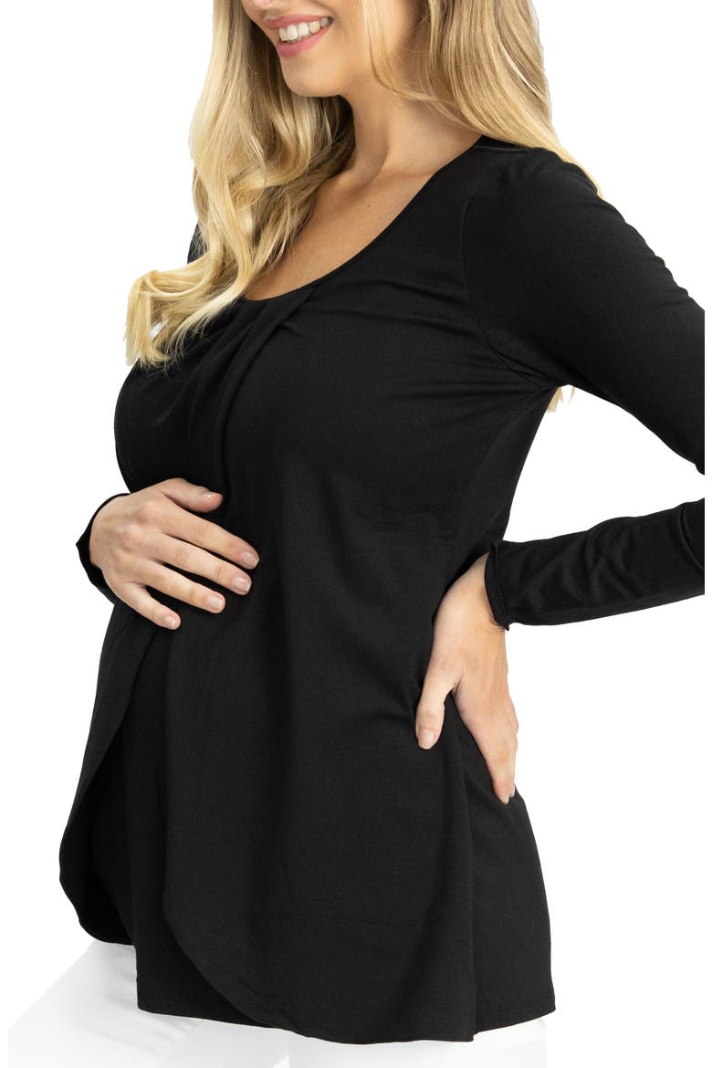 Long Sleeve Maternity/Nursing Top, Alternate, color, BLACK